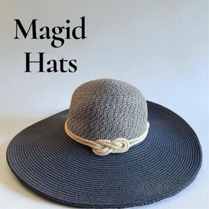 Vintage Magid Wide Brim Navy Blue Ivory Sun Protection Hat